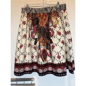 Flying Tomato Colorful Bohemian Print Skirt Elastic Waist Size Large